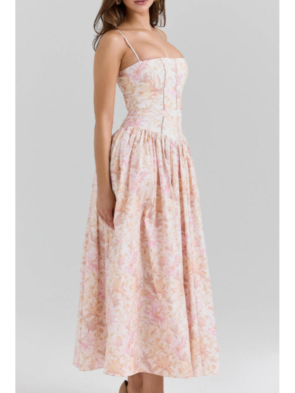 NEW, House of CB Ysabella Floral Maxi Sundress in Peach Floral Sz L #LD281 - Picture 2 of 10